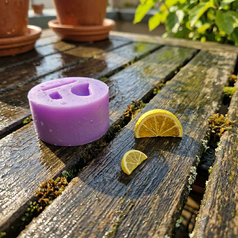 MO-000015 lemon slice 4 1:6 Sitruunaviipale Silikonimuotti, 2-Lokeroinen Miniatyyriruokamuotti Polymeerisavelle, Nukkekodin Tarvikkeet, Sitruunaviipalemuotti - Image 1